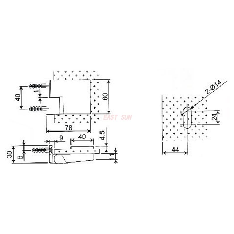 charni&egrave;res pour portes en verre