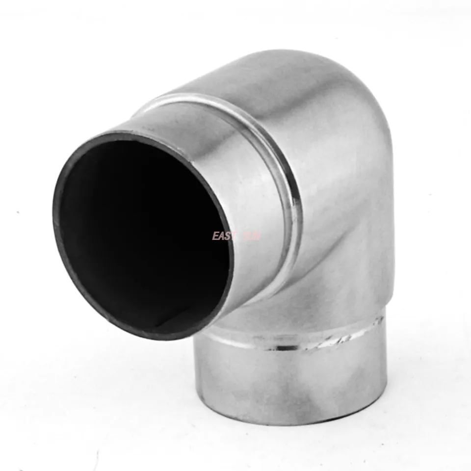 Balustre coude de main courante, raccords de tubes ronds à 2 voies, connecteur de main courante en acier inoxydable 304 316 satiné