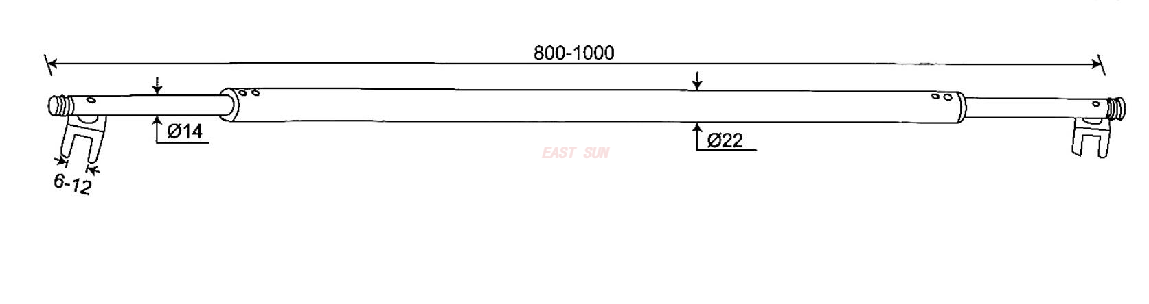 Barre de support de douche en verre à verre, tube rond réglable de 19 mm de diamètre