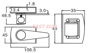 Loquet à bouton chromé à 180 degrés
