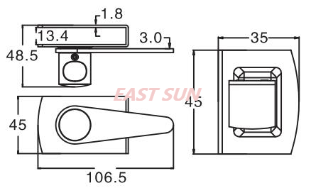 Loquet à bouton chromé à 180 degrés
