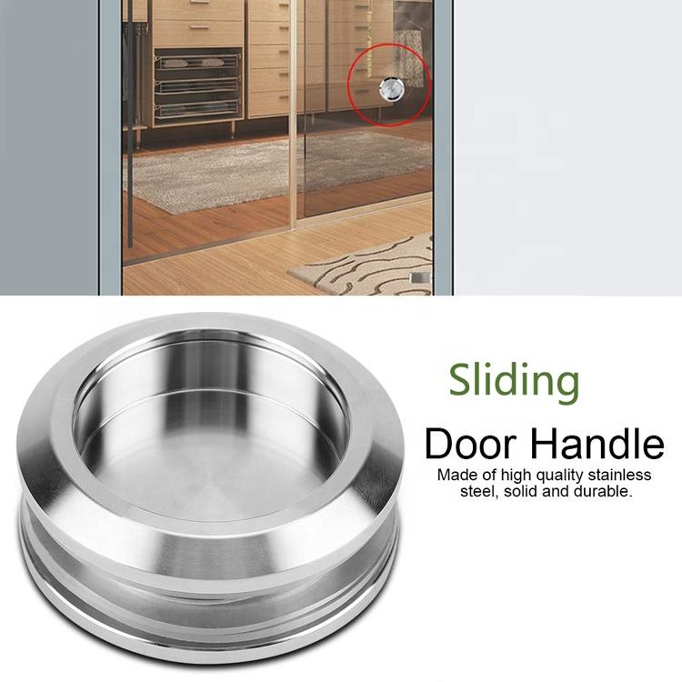 Poignée ronde de traction en verre de doigt de porte d'acier inoxydable pour le système de porte coulissante
