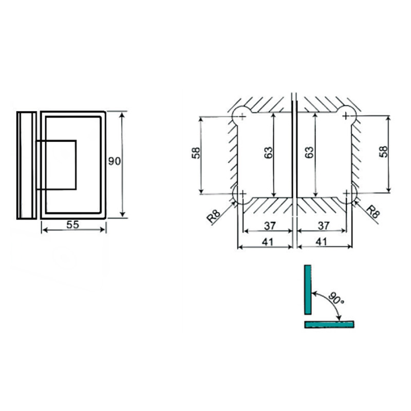 ASH-304-Charnières de douche réglables