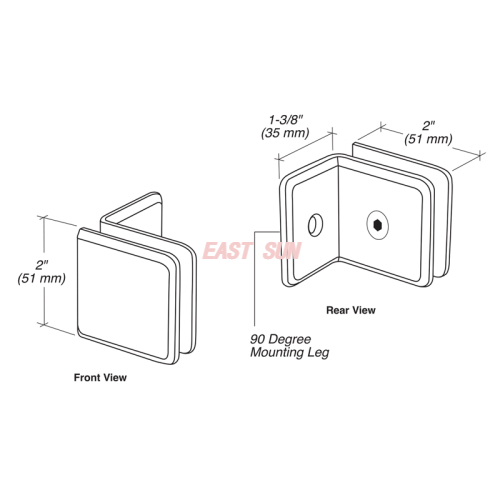 Pinces à verre à montage mural biseautées avec petite jambe