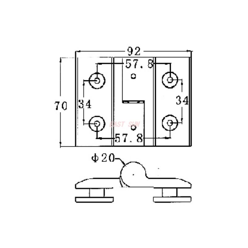 charni&egrave;re de porte de douche sans cadre