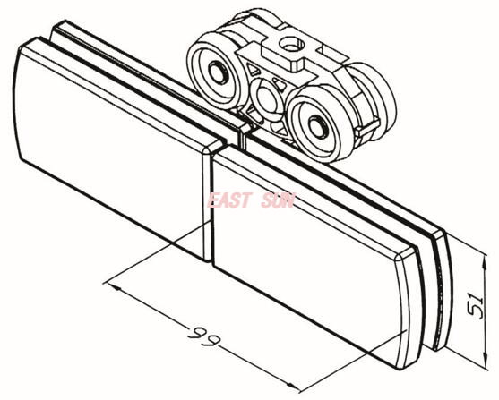 Charnière de porte pliante verre supérieur à verre
