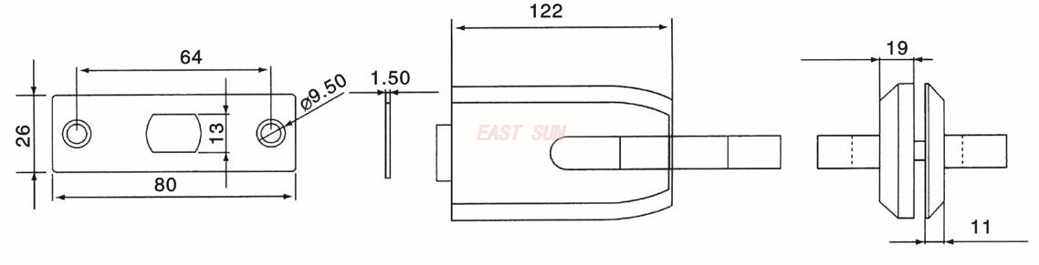 Serrures pour portes en verre Serrures en verre GHL-004E