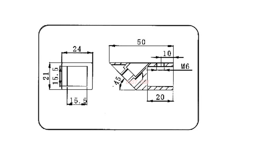 Support de montage mural en onglet à 45 degrés pour barre carrée