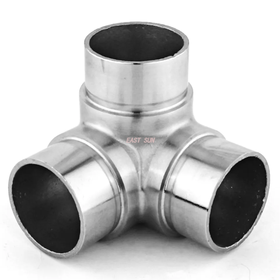 Coude de main courante de balustre de balcon, raccords de garde-corps ronds à 3 voies, connecteur de main courante en acier inoxydable 304 316