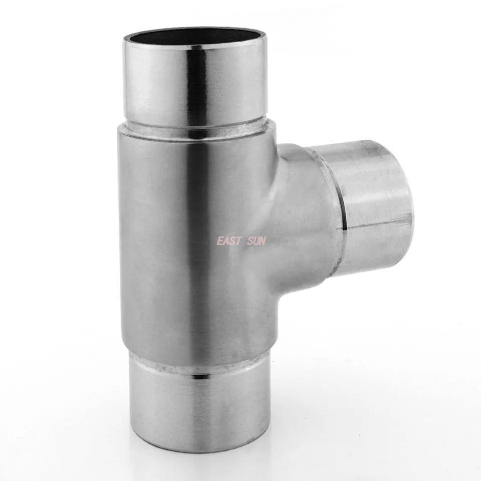 Raccord de Tube à 3 voies en acier inoxydable 304 316, connecteur de main courante croisée de balustrade de balcon