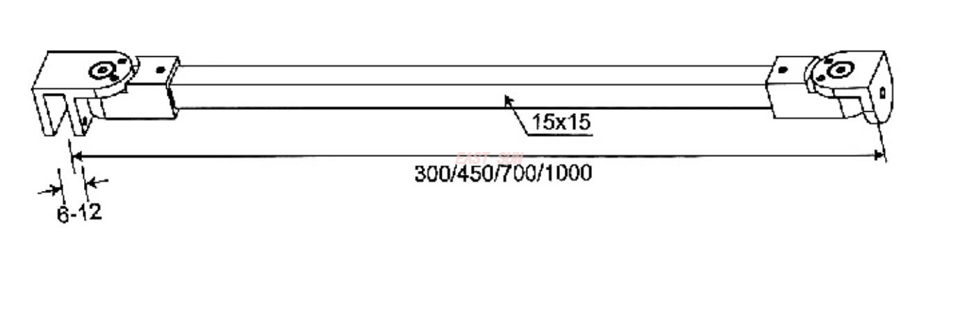 Mur de tube carré à barre de support de douche en verre