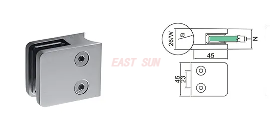  Support de verre pour raccord de verre, pince de verre sans cadre, pince de verre à robinet d'escalier en acier inoxydable