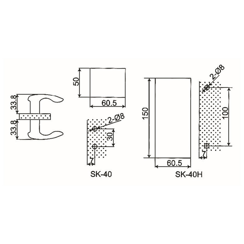 GDK-46- bouton de porte de douche