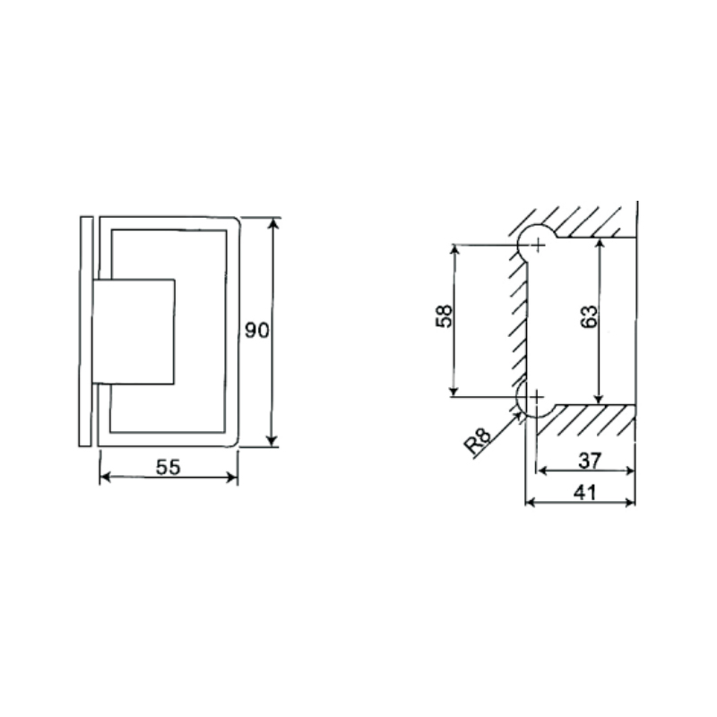 ESH-305-Charnières de porte de douche