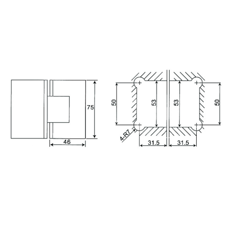 ESH-413-Charnières de porte de douche