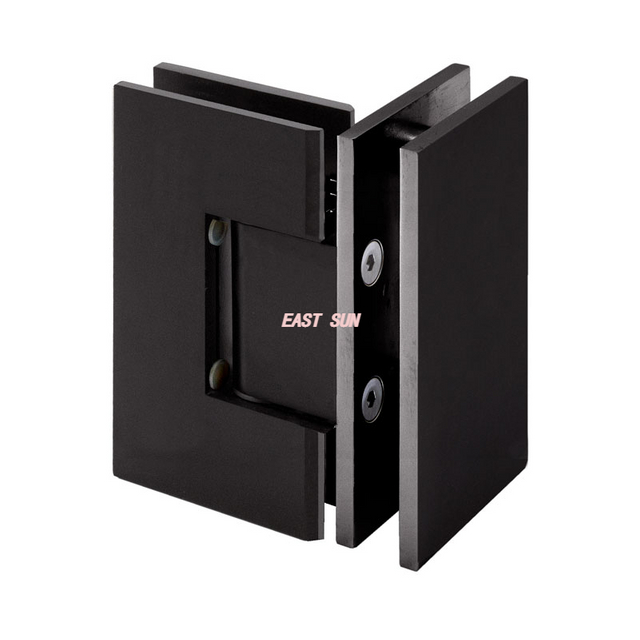 Charnières verre à verre robustes, noir mat, à 90 degrés