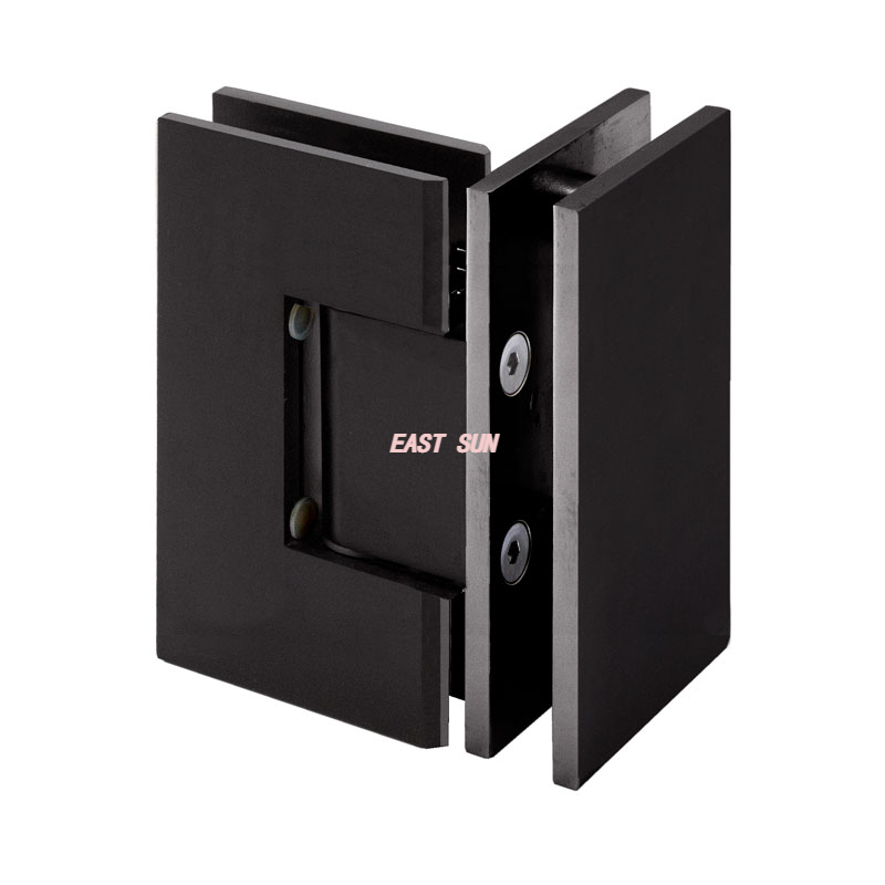 Charnières verre à verre robustes, noir mat, à 90 degrés