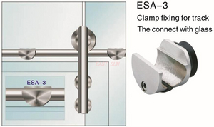 Fixation par pince pour porte coulissante pour rail The Connect avec verre Dorma Design