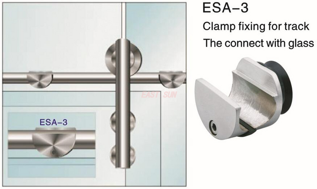 Fixation par pince pour porte coulissante pour rail The Connect avec verre Dorma Design