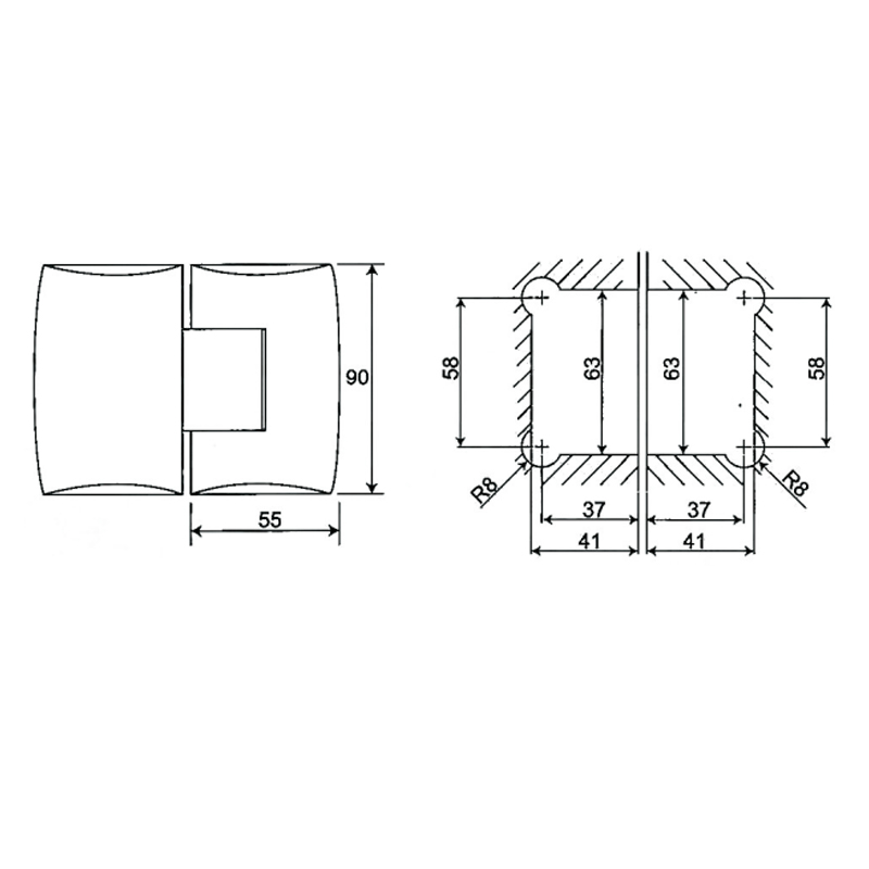 ESH-233-Charnières de porte de douche