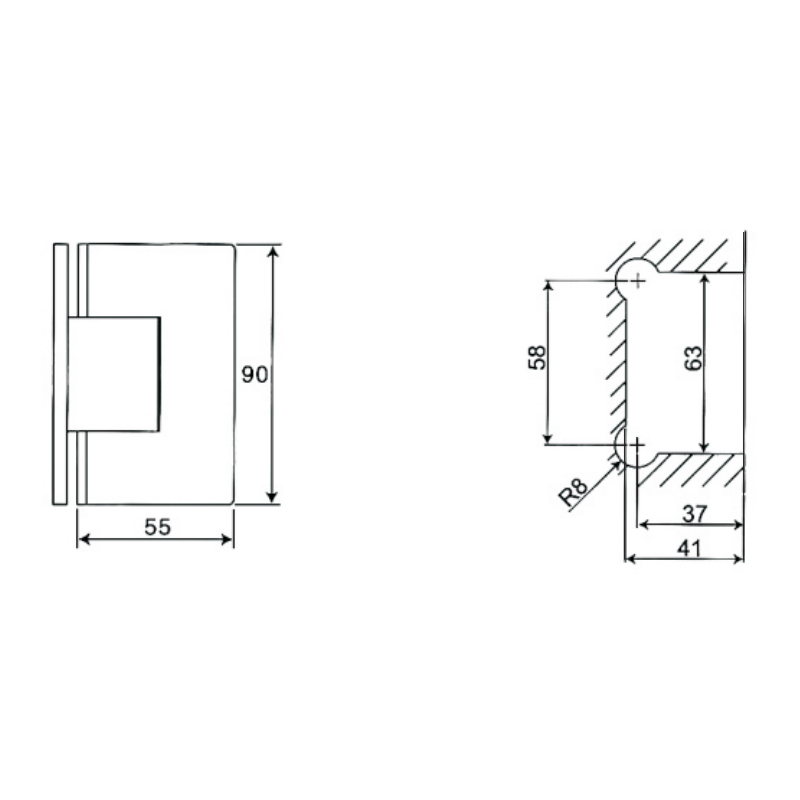 ESH-211H-Charnières de porte de douche