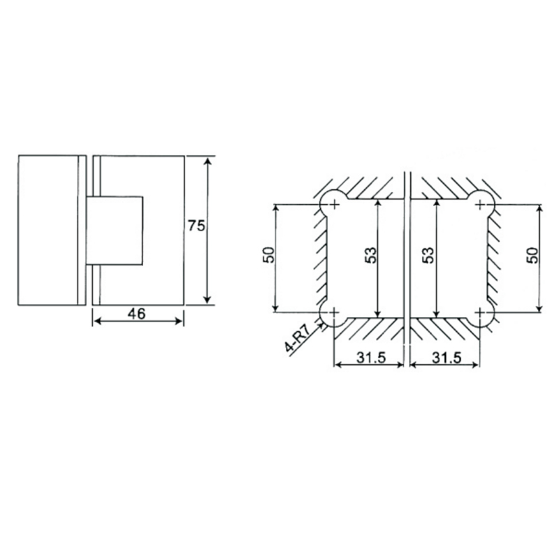 ESH-412-Charnières de porte de douche