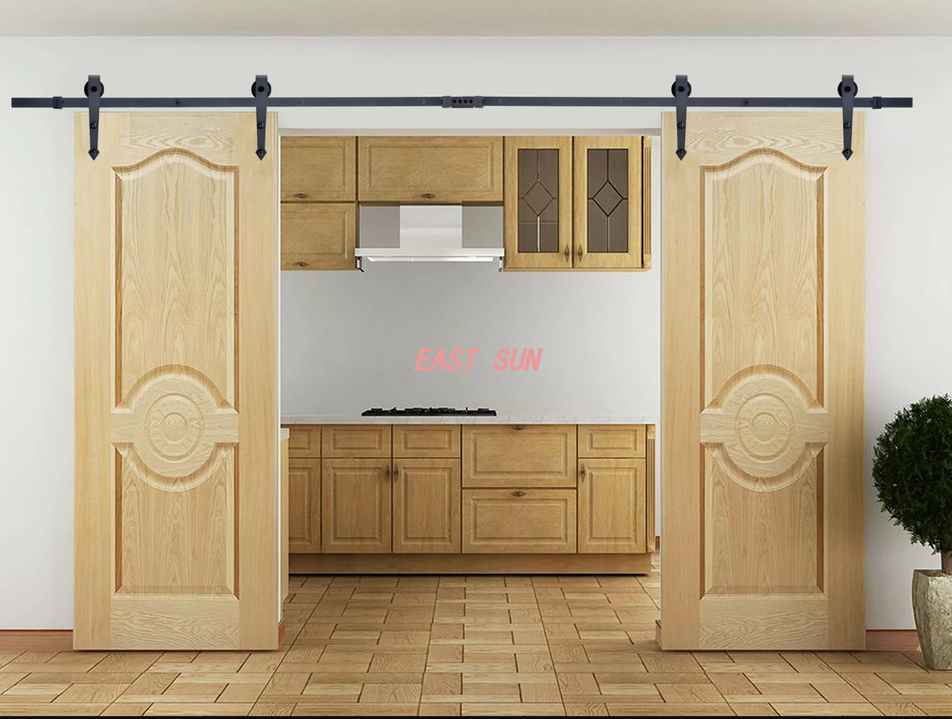 Kit de quincaillerie pour porte de grange à double rail standard coulissante classique vintage Arrow