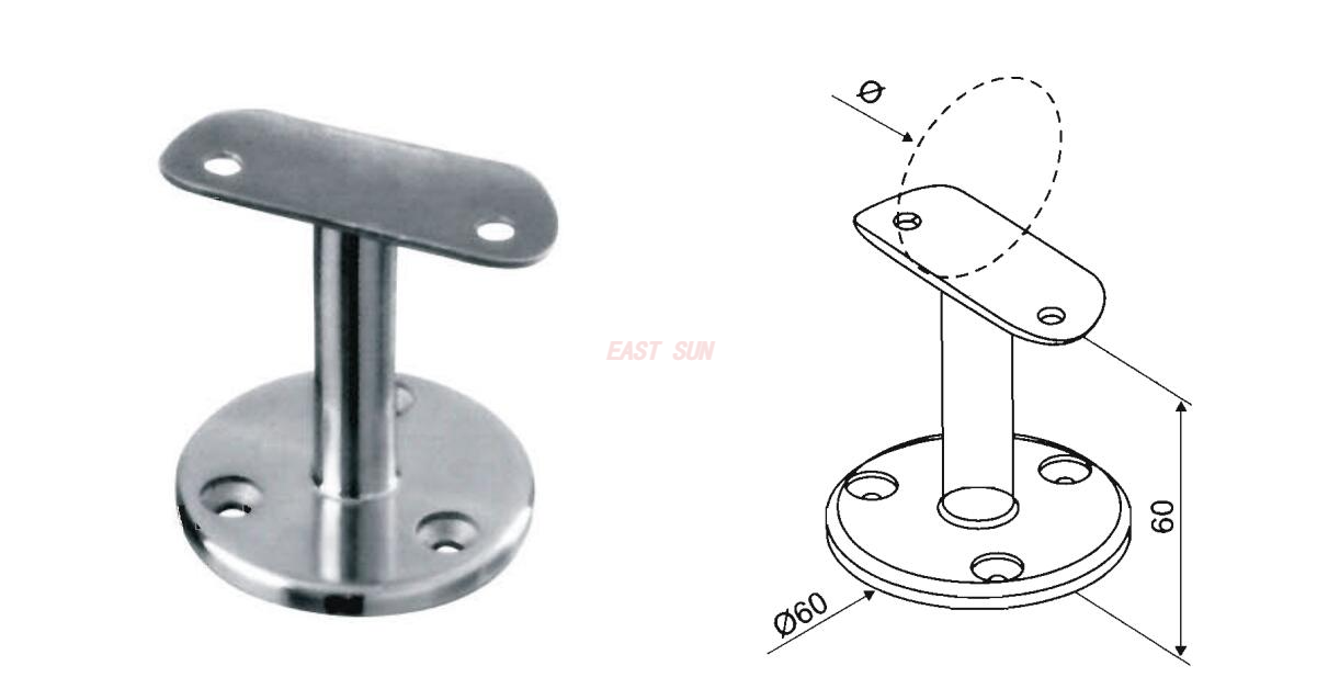 Support de garde-corps fixe en satin ou miroir, support de main courante mural court à 3 trous en acier inoxydable pour escalier