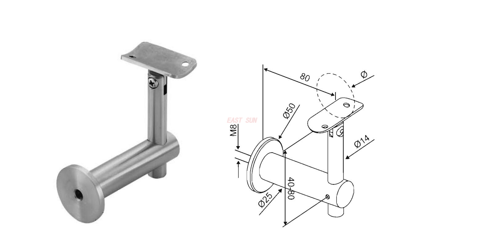Tube flexible de prix d'usine tenant des supports d'étagère murale en acier inoxydable pour main courante