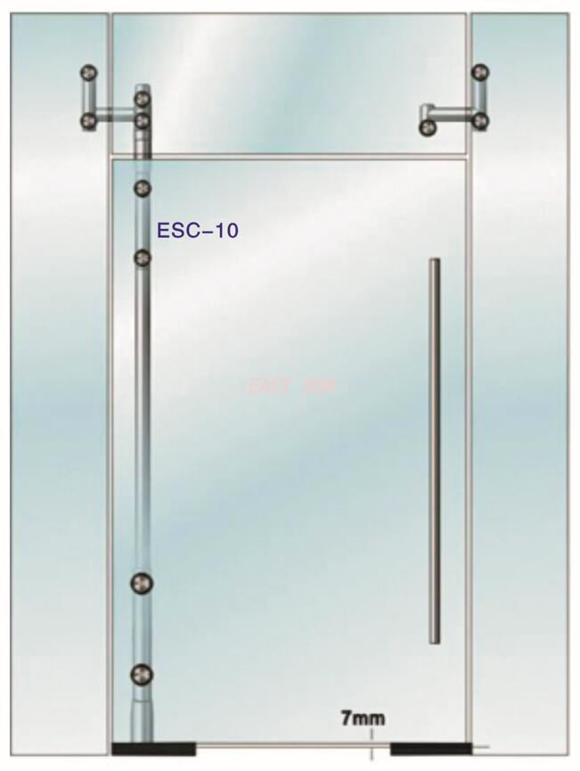 Porte pivotante en verre reliant le pivot Dorma MAB
