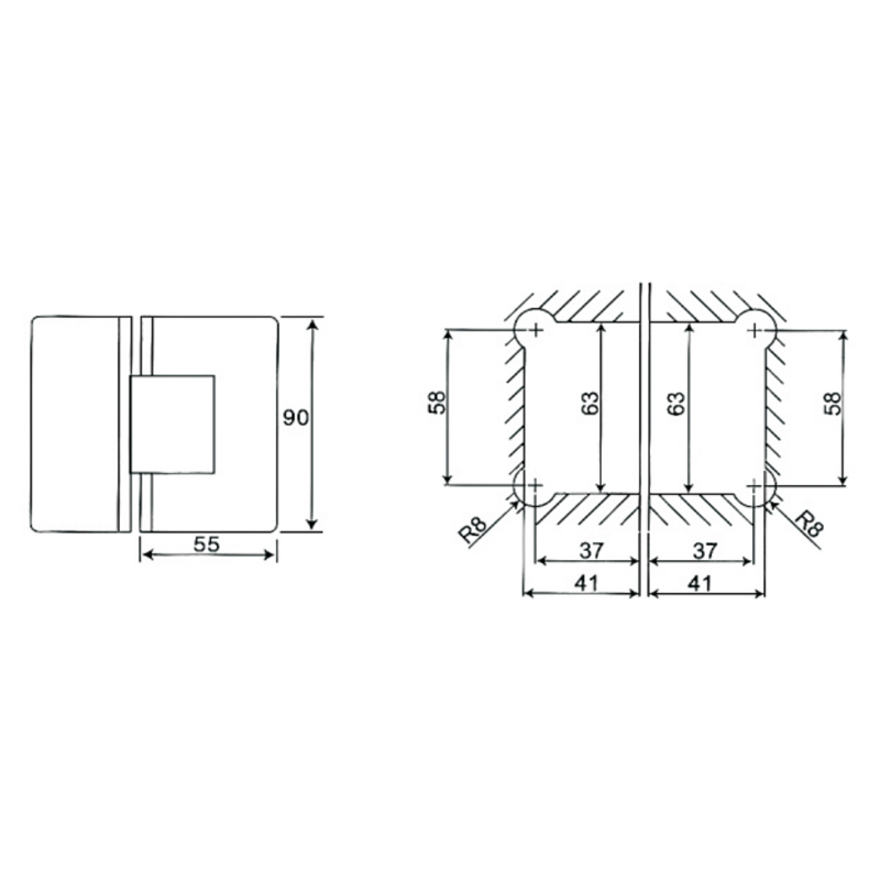 ESH-212-Charnières de porte de douche