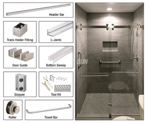 Système de porte de douche coulissante à deux portes de la série Cambridge de luxe à 180 degrés