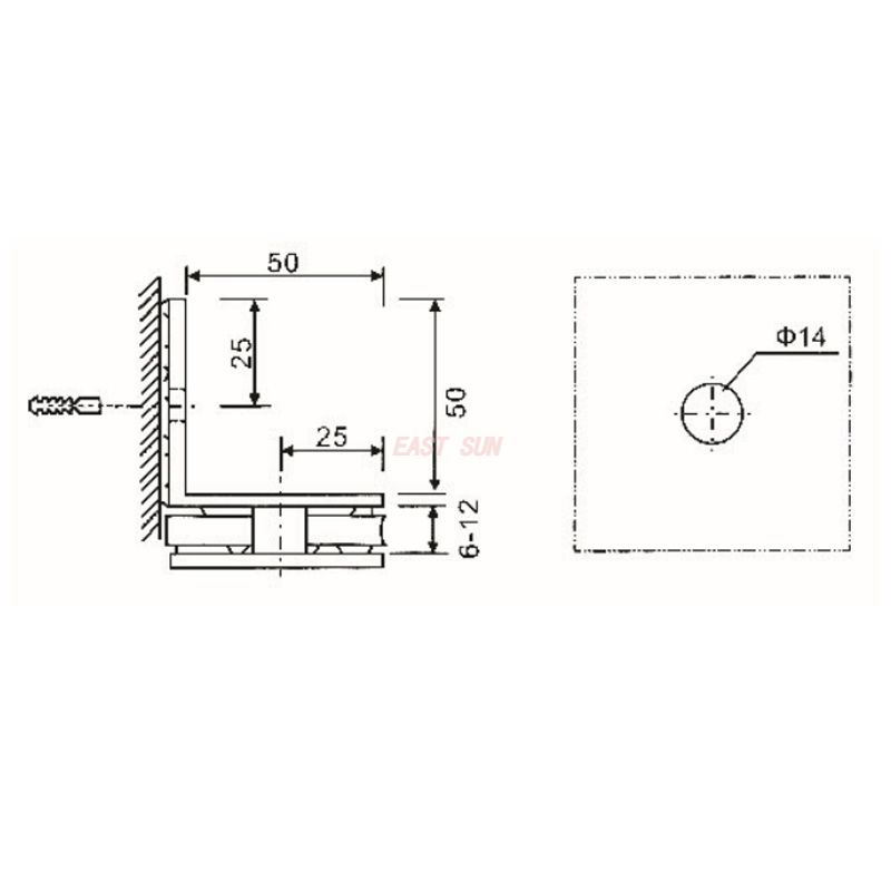 pince pour porte coulissante en verre 