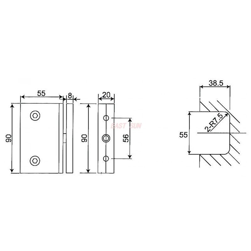 charni&egrave;res de douche pour portes en verre