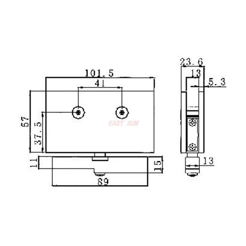 charni&egrave;res de porte en verre encadr&eacute;es