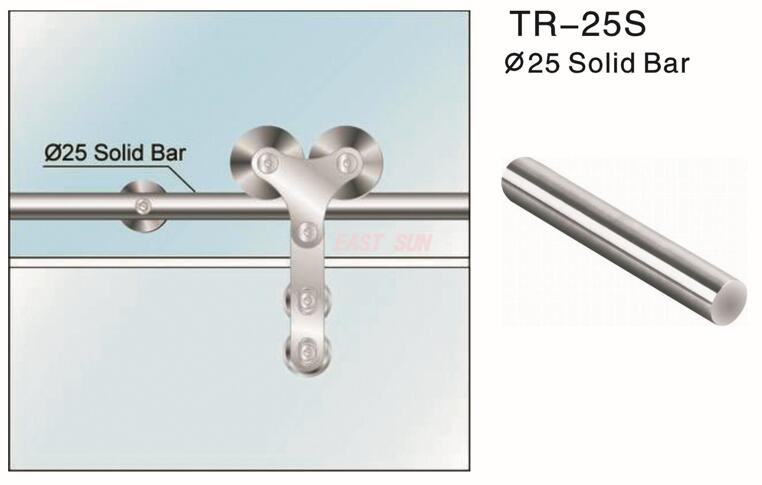 Barre solide pour rail de porte coulissante robuste