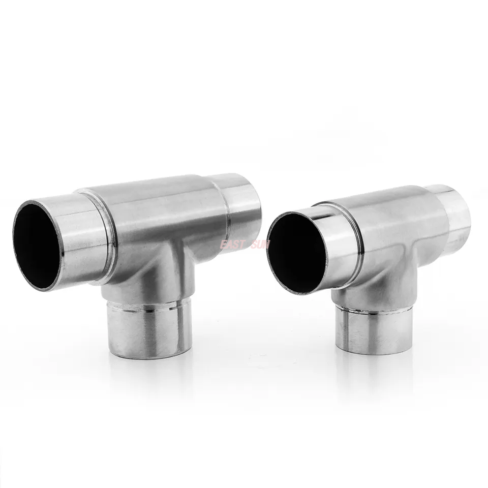 Raccord de Tube à 3 voies en acier inoxydable 304 316, connecteur de main courante croisée de balustrade de balcon