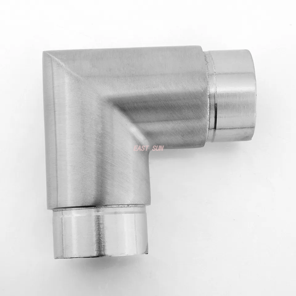 Connecteur de tuyau coudé de tube de main courante à 90 degrés en acier inoxydable pour garde-corps d'escalier
