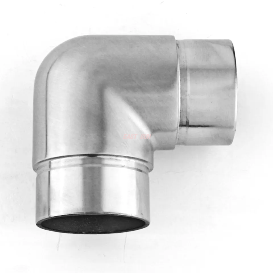 Balustre coude de main courante, raccords de tubes ronds à 2 voies, connecteur de main courante en acier inoxydable 304 316 satiné