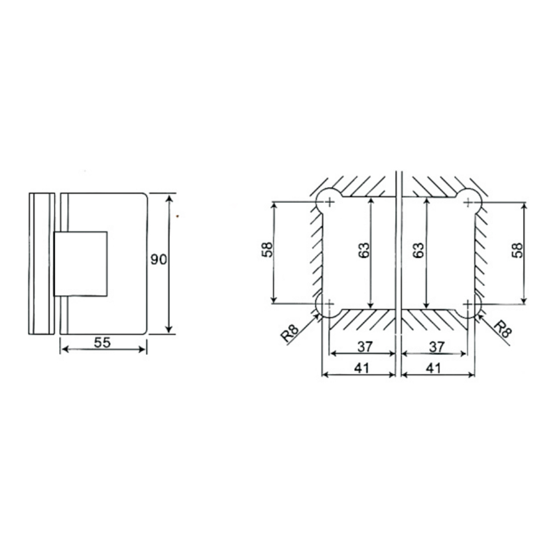 ESH-214-Charnières de porte de douche