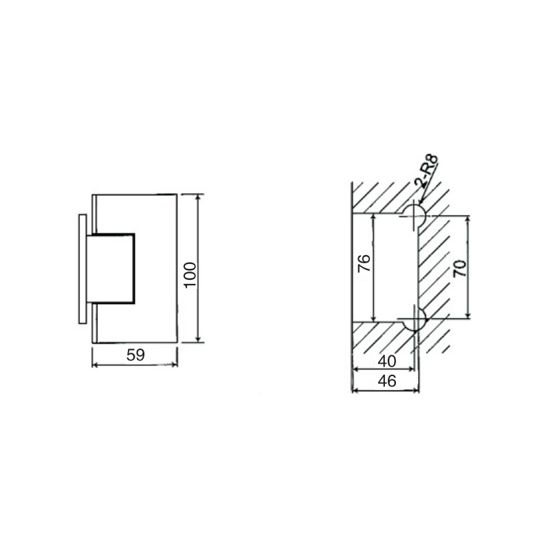 ESH-201BS-Charnières de porte de douche