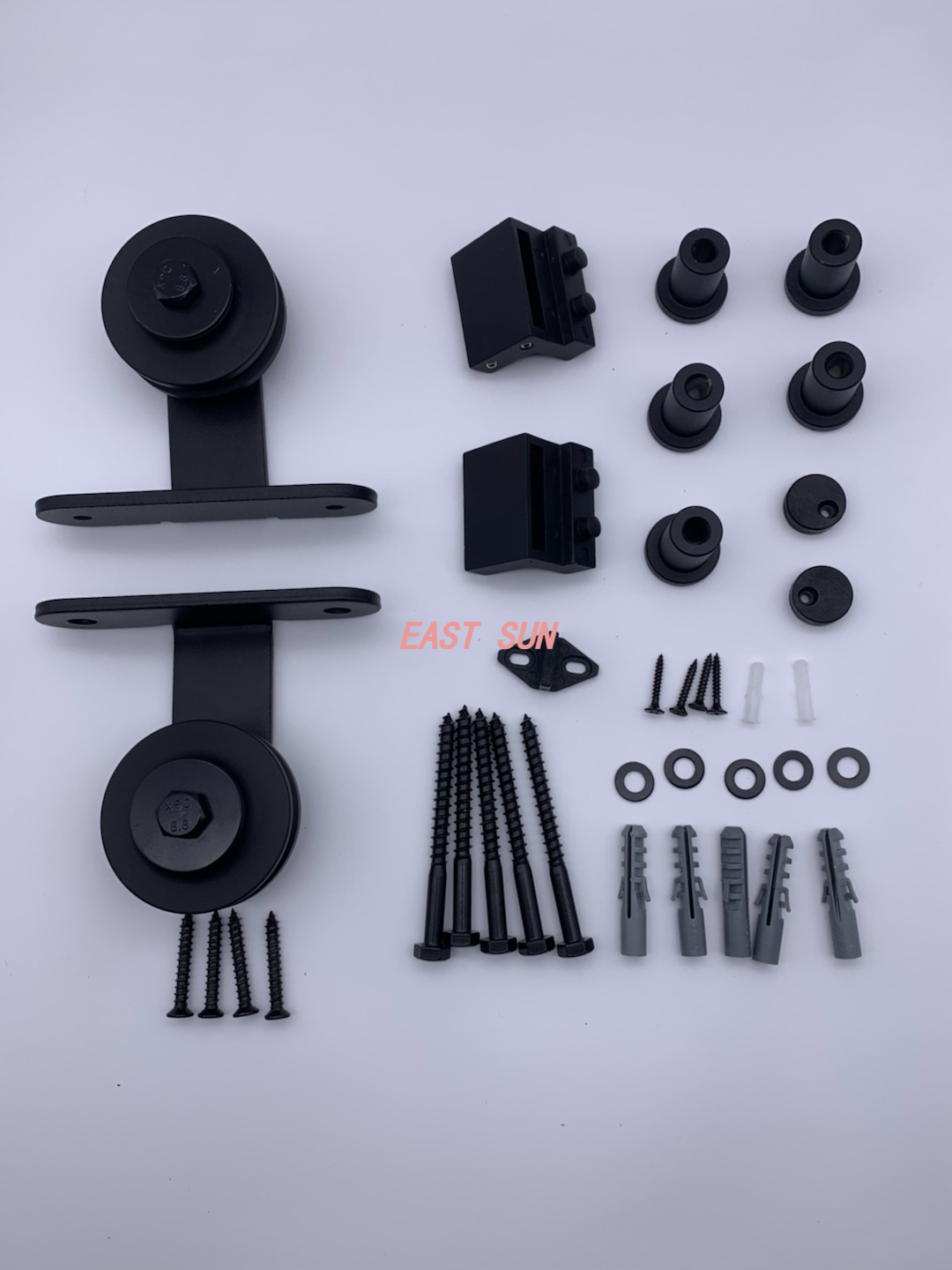 Kit de quincaillerie pour porte de grange coulissante à montage sur le dessus - Rouleau design en forme de T 