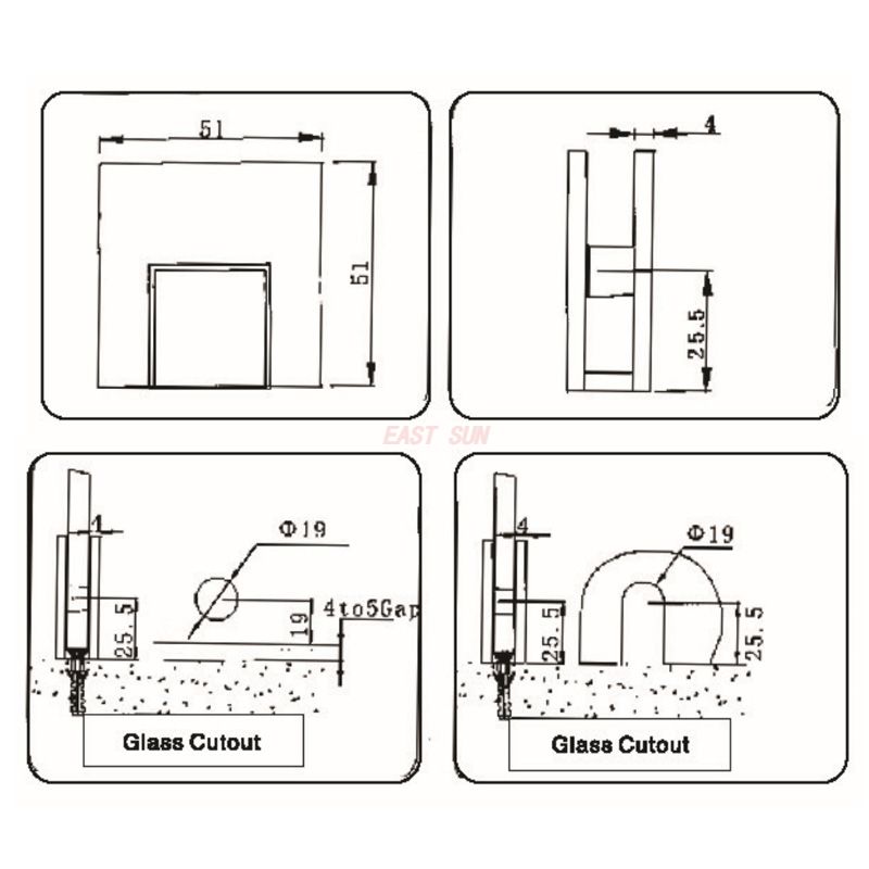 pince pour rail de verre de salle de bain