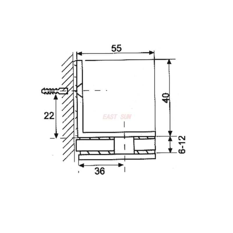 poign&eacute;e de porte de douche sans cadre avec aimant