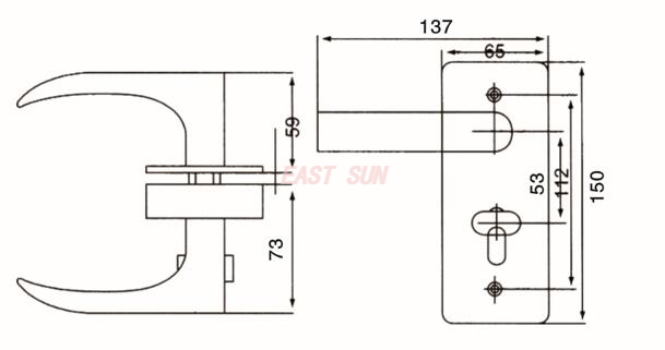 Serrures pour portes en verre Serrures en verre GHL-003S