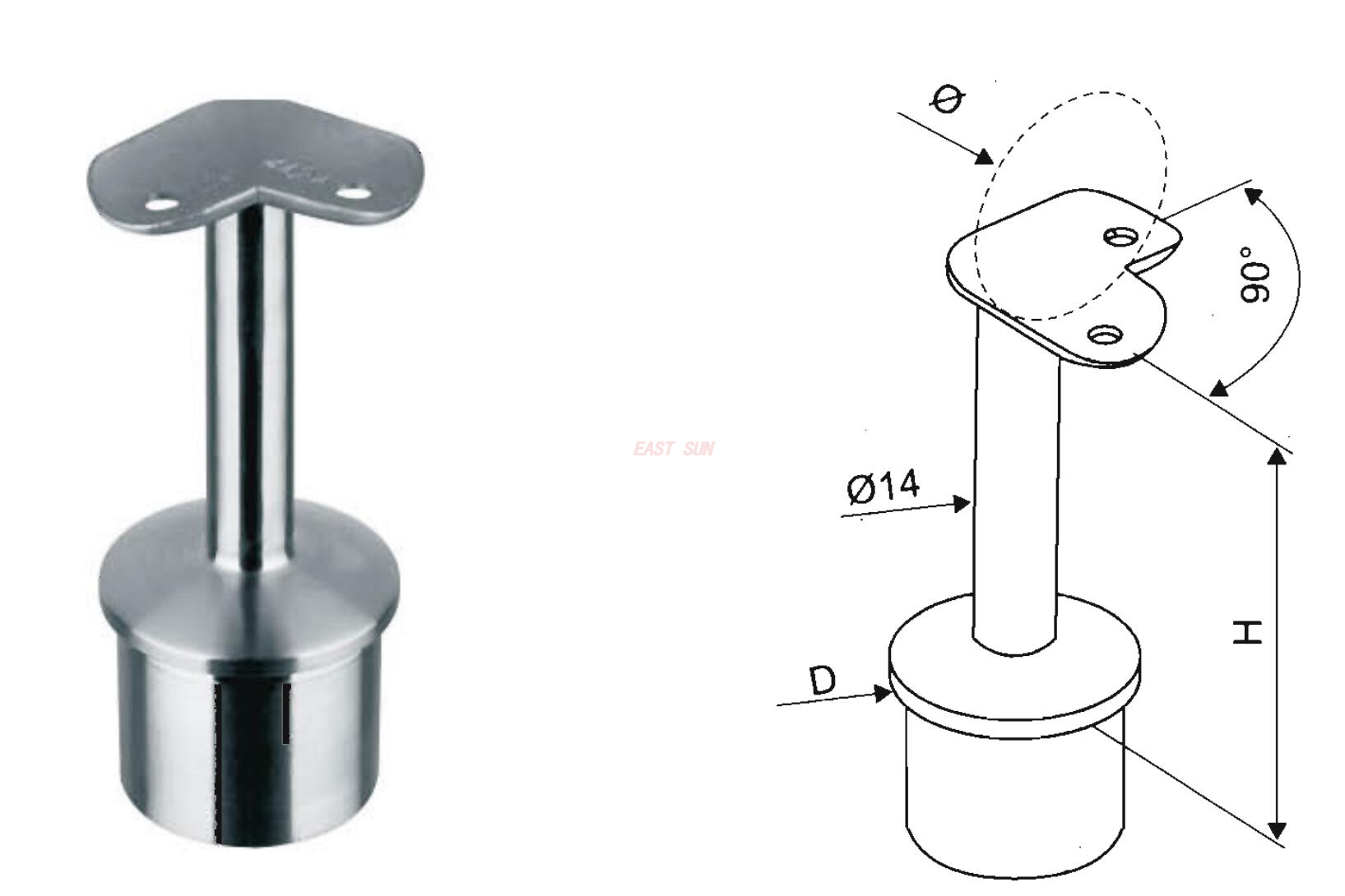 Support de main courante en acier inoxydable 304 316 de haute qualité pour garde-corps