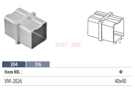 Raccords de rampe d'escalier, connecteur de main courante en acier inoxydable 304 316 pour tube carré