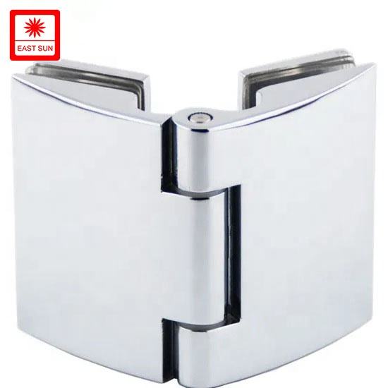 Charnières de porte de douche verre à verre pivotantes en zinc sans cadre pour verre 1/2″ – 3/8″