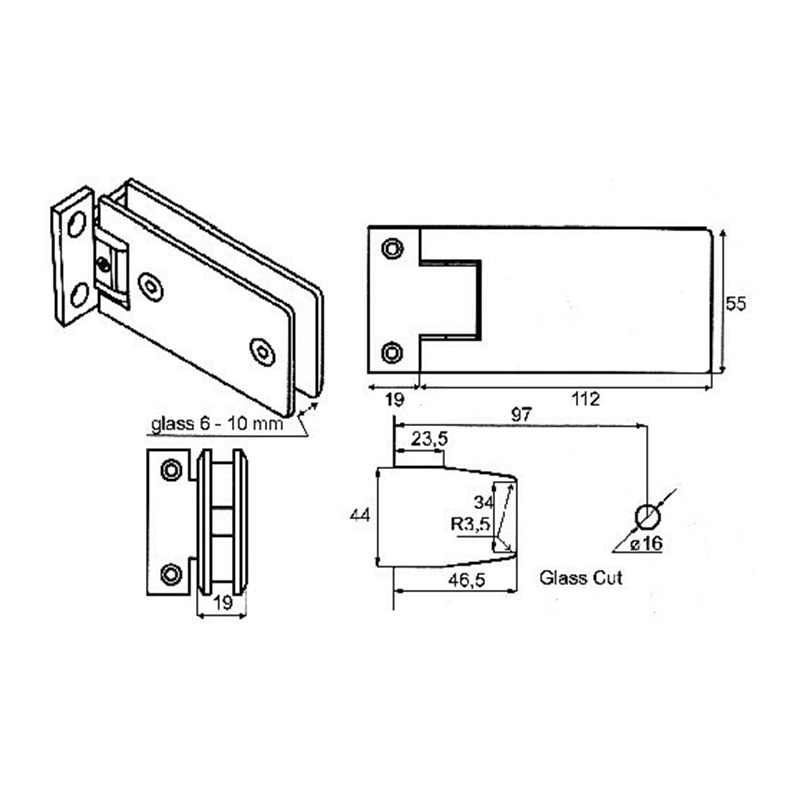 ASH-606-Charnières de douche réglables