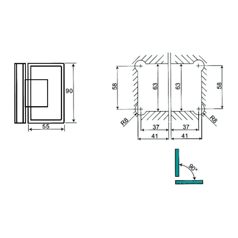 ASH-204-Charnières de douche réglables